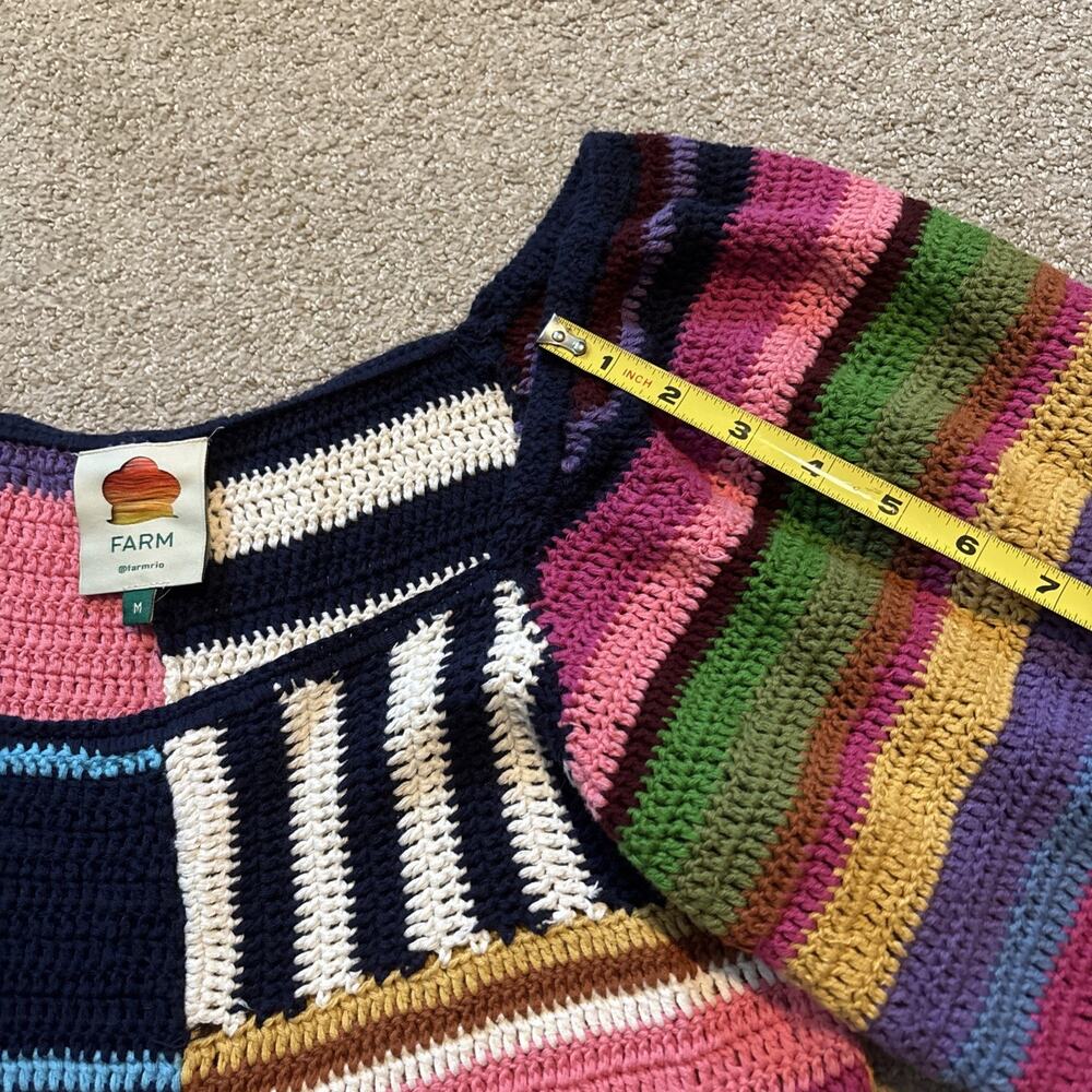 FARM Rio Multicolor Striped Mini Dress - Pink, Blue, Green, Yellow, Navy - Picture 3 of 11